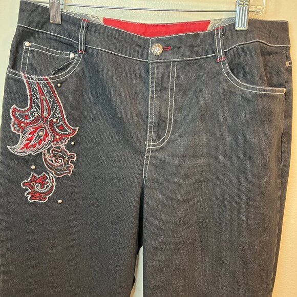 City Girl Nancy Bolen 2 pc Lightweight Embellished Silk trim Pant Set, Size 10 - Picture 12 of 16